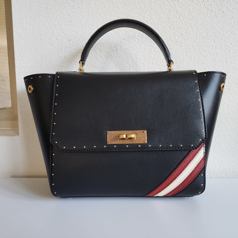 NWT BALLY B Turn SM 2-Way Leather Handbag – Elegant Versatility🖤(#163) - Picture 4 of 12